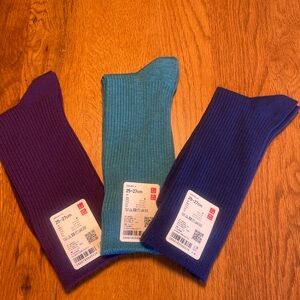 3 New Uniqlo Ribbed Crew Knee Socks dress casual